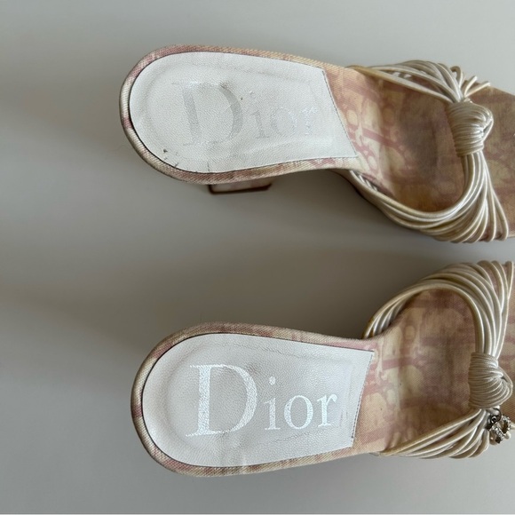 DIOR Y2K Vintage John Galliano Pink White Monogram Logo Trotter Platform sz 37 - Picture 11 of 12